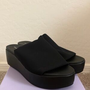 Madden Girl Black Platform Slide Sandals